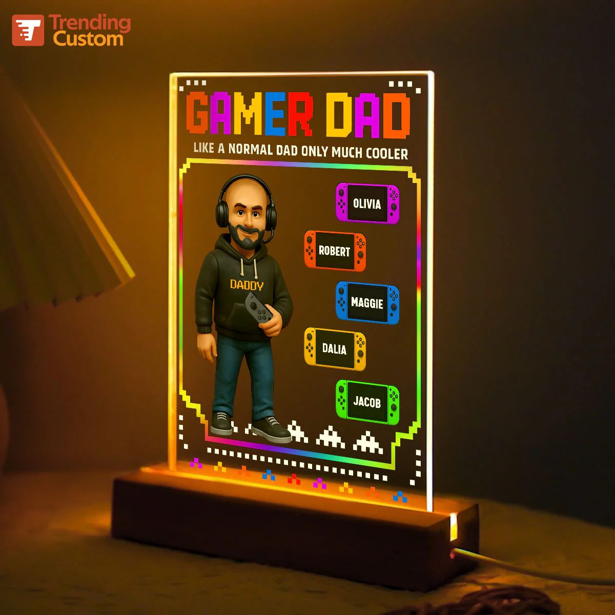 Gamer Dad Cooler Personalized LED Night Light, Father's Day gift for Gamer Dad, Gift for Husband - Image 2