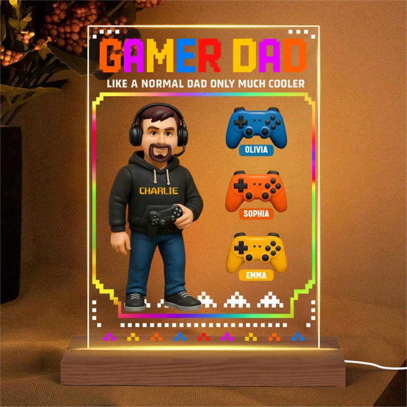 Gamer Dad Cooler Personalized LED Night Light, Father's Day gift for Gamer Dad, Gift for Husband - Image 7