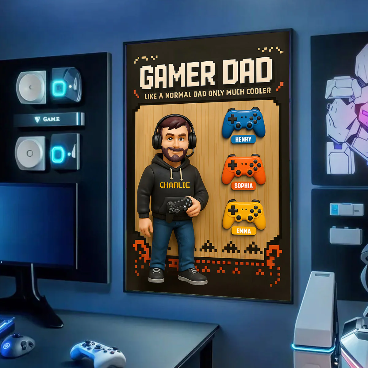 Gamer Dad Cooler Personalized Poster, Father's Day gift for Gamer Dad, Gift for Husband - Image 3