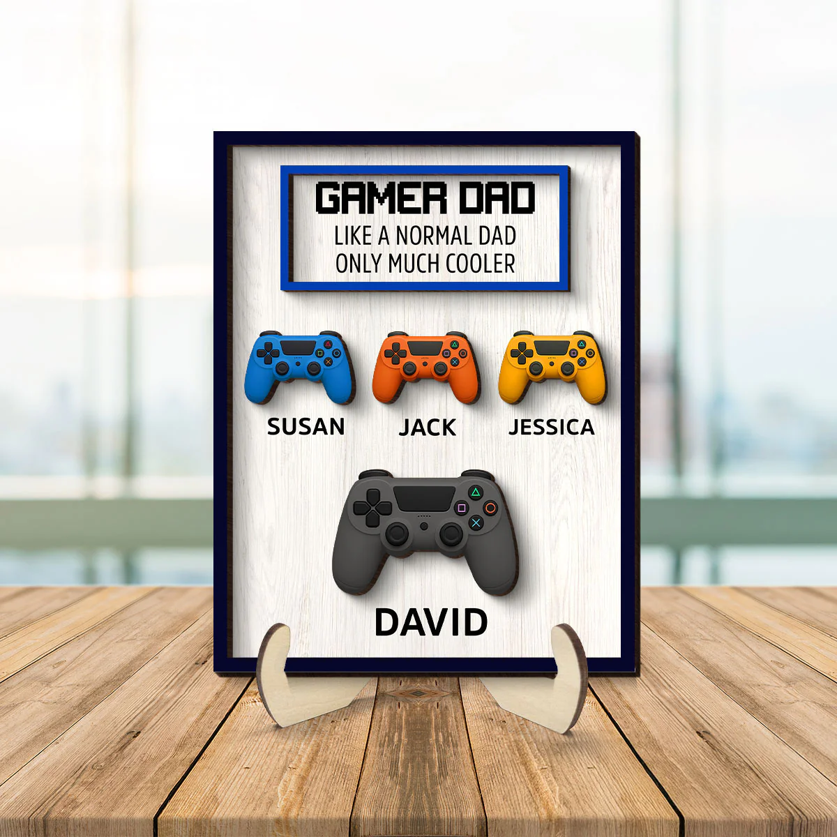 Gamer Dad Much Cooler Custom Controller Personalized 2-Layered Wooden Plaque, Gift for Gamer Dads - Image 3