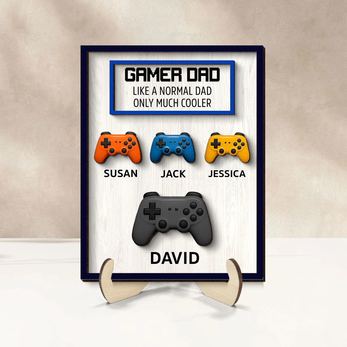 Gamer Dad Much Cooler Custom Controller Personalized 2-Layered Wooden Plaque, Gift for Gamer Dads - Image 9