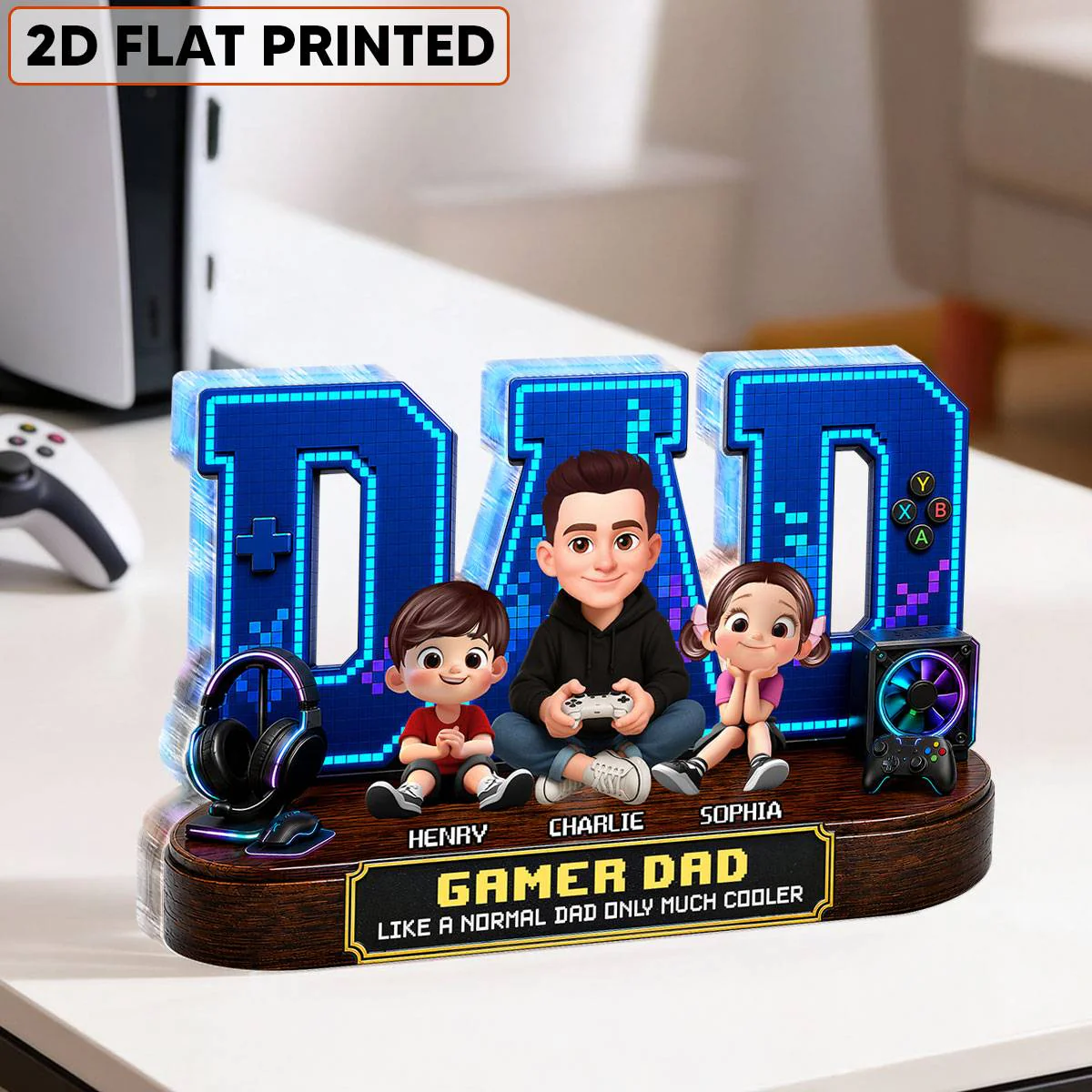Gamer Dad Much Cooler - Personalized Acrylic Block Plaque - Gift For Dad, Husband, Gamers - Image 2