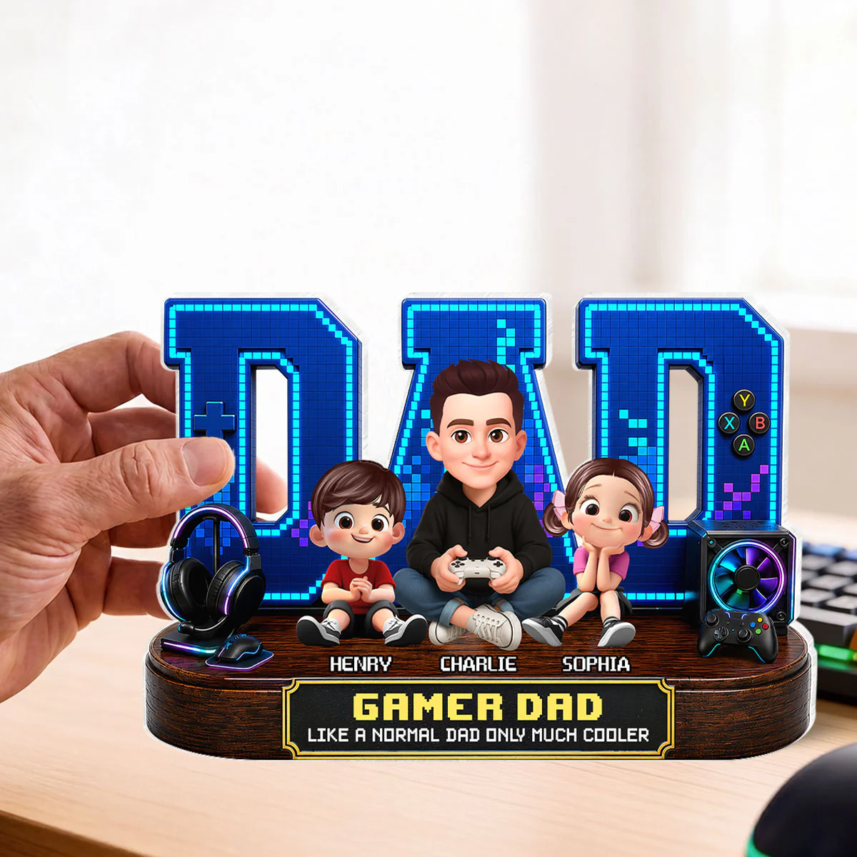 Gamer Dad Much Cooler - Personalized Acrylic Block Plaque - Gift For Dad, Husband, Gamers - Image 7