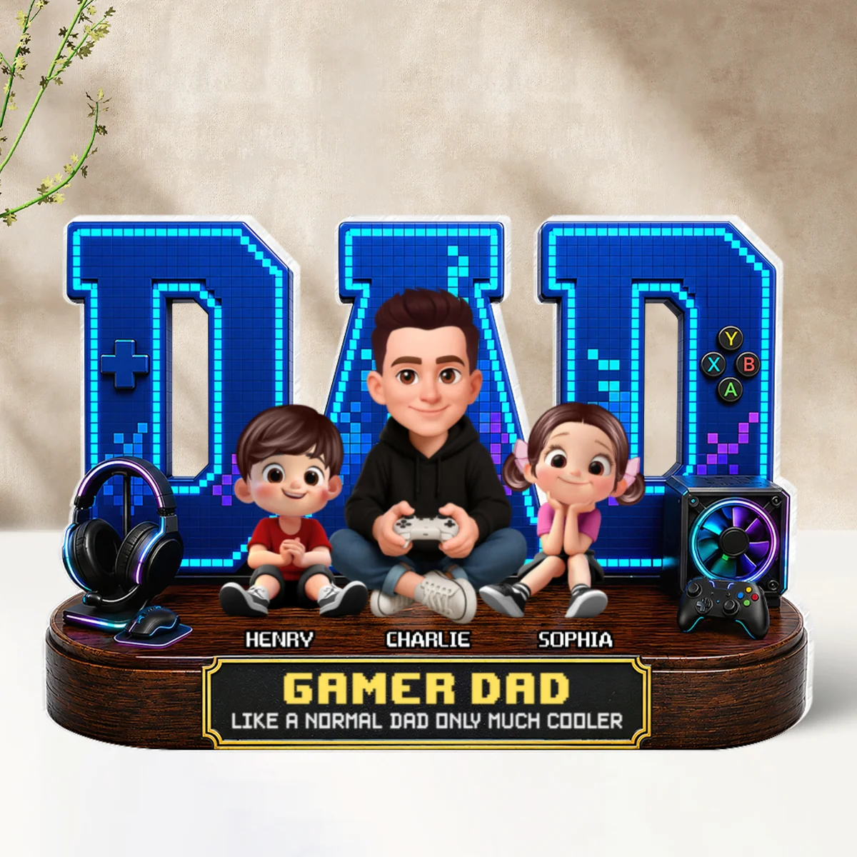 Gamer Dad Much Cooler - Personalized Acrylic Block Plaque - Gift For Dad, Husband, Gamers - Image 9
