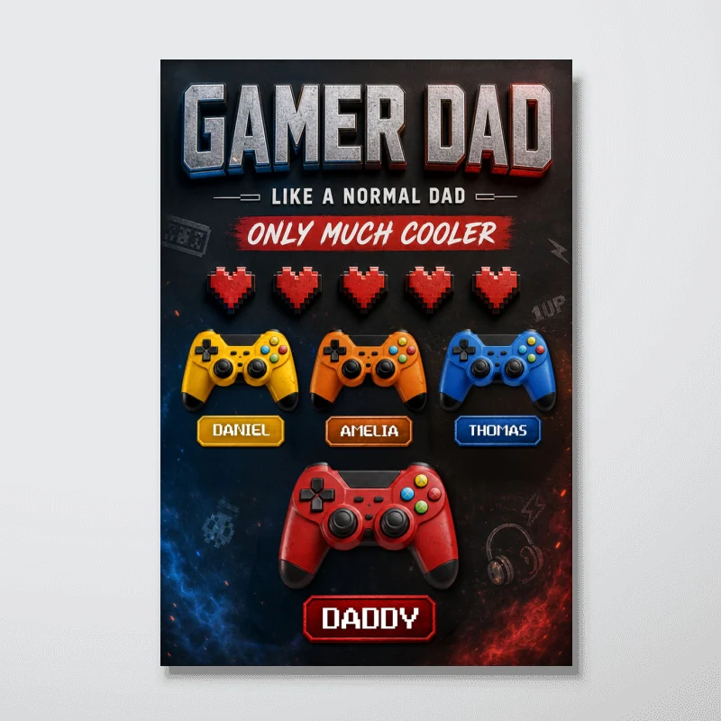 Gamer Dad Much Cooler - Personalized Poster - Father's Day Gift for Gamer Dad, Husband - Image 10
