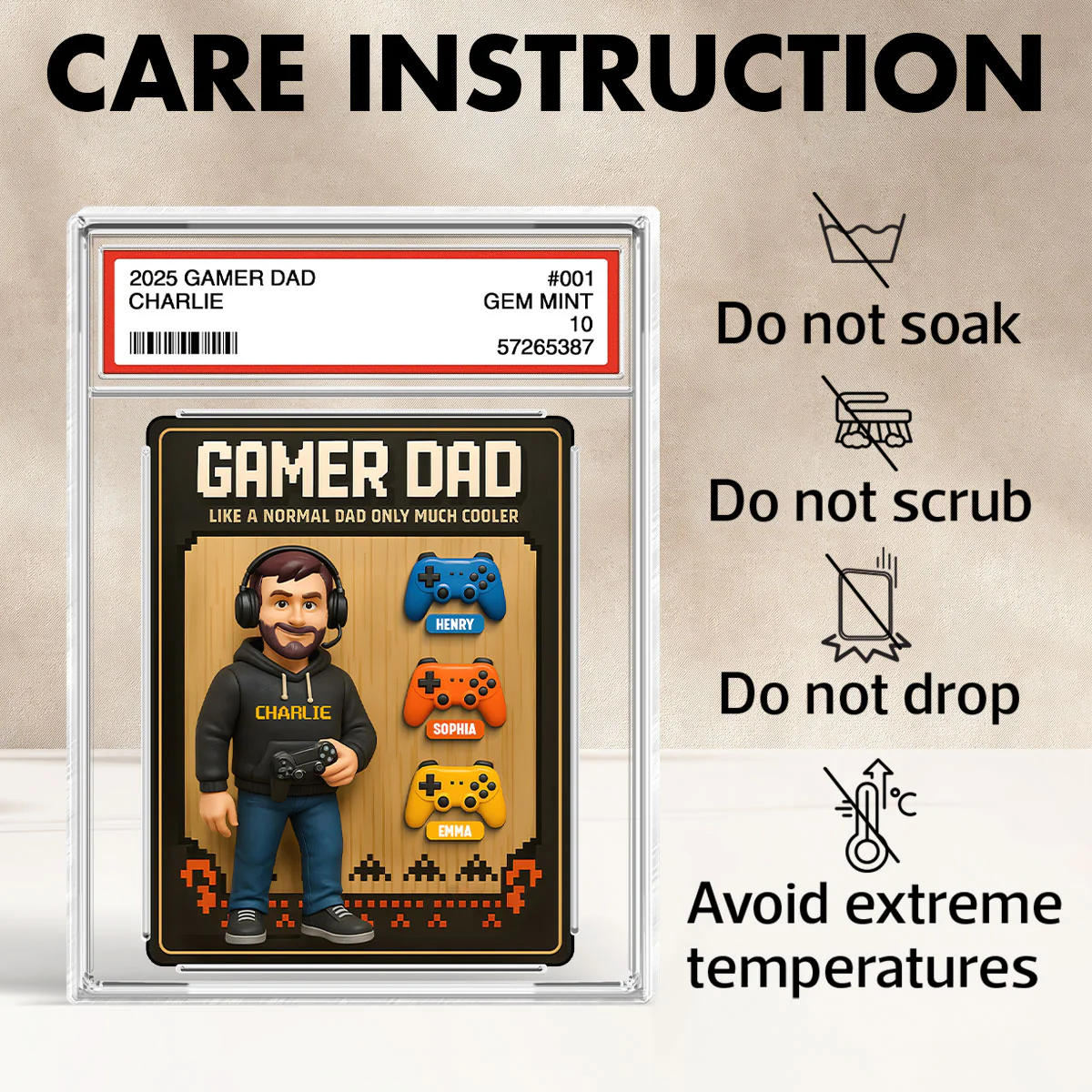 Gamer Dad Trading Card Personalized Acrylic Block Plaque,  Gift for Gamer Dad - Image 10