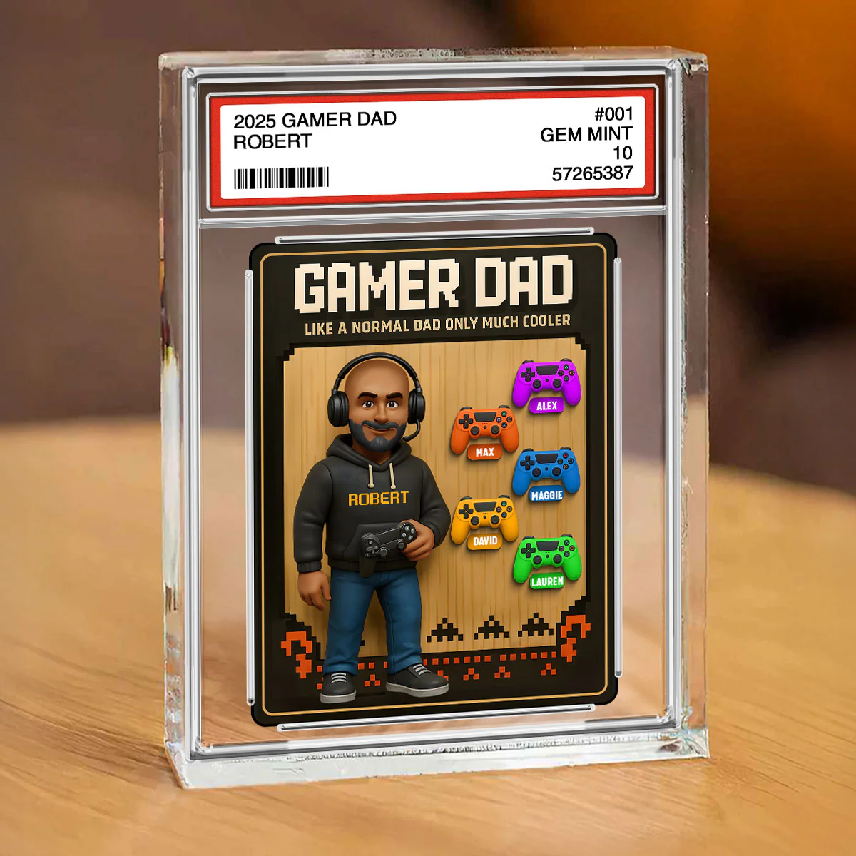 Gamer Dad Trading Card Personalized Acrylic Block Plaque,  Gift for Gamer Dad - Image 2