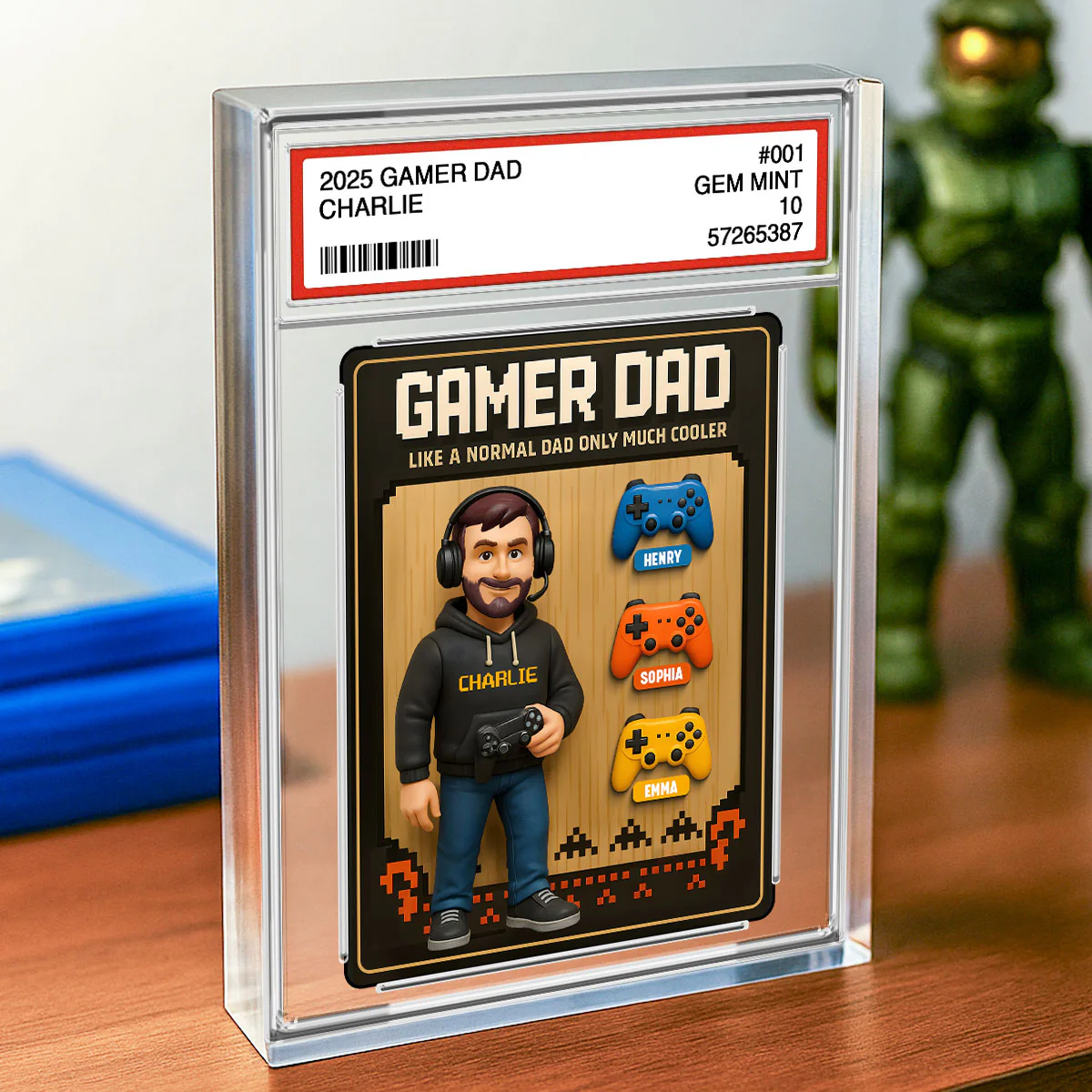 Gamer Dad Trading Card Personalized Acrylic Block Plaque,  Gift for Gamer Dad - Image 3