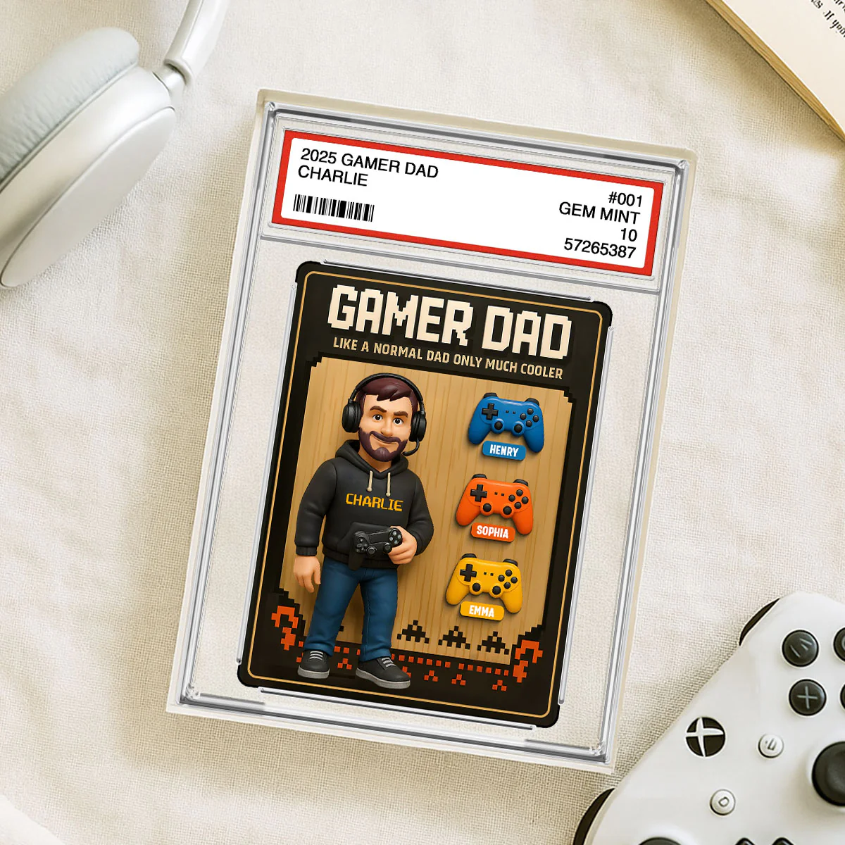 Gamer Dad Trading Card Personalized Acrylic Block Plaque,  Gift for Gamer Dad - Image 4