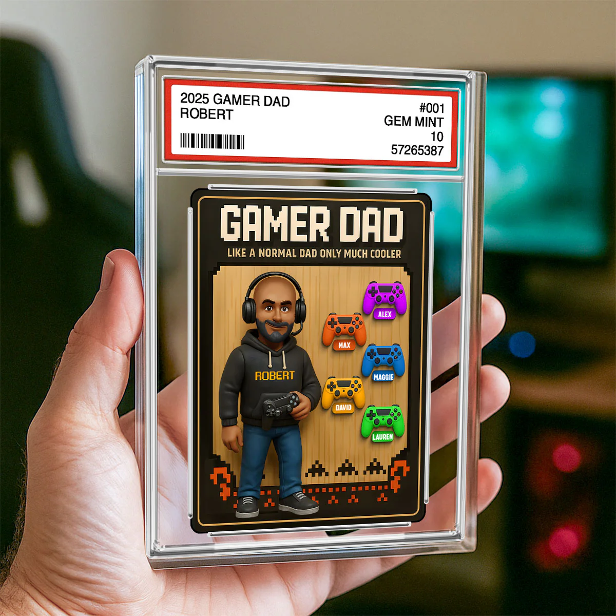Gamer Dad Trading Card Personalized Acrylic Block Plaque,  Gift for Gamer Dad - Image 5