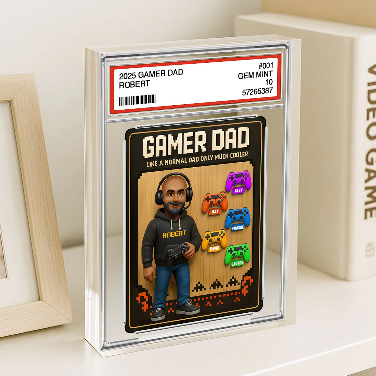 Gamer Dad Trading Card Personalized Acrylic Block Plaque,  Gift for Gamer Dad - Image 6