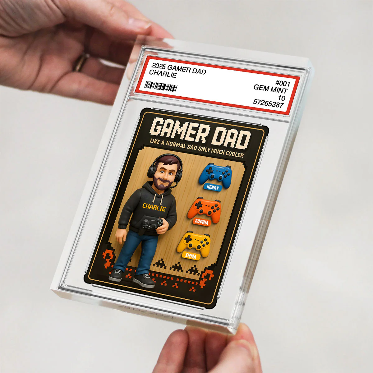 Gamer Dad Trading Card Personalized Acrylic Block Plaque,  Gift for Gamer Dad - Image 7