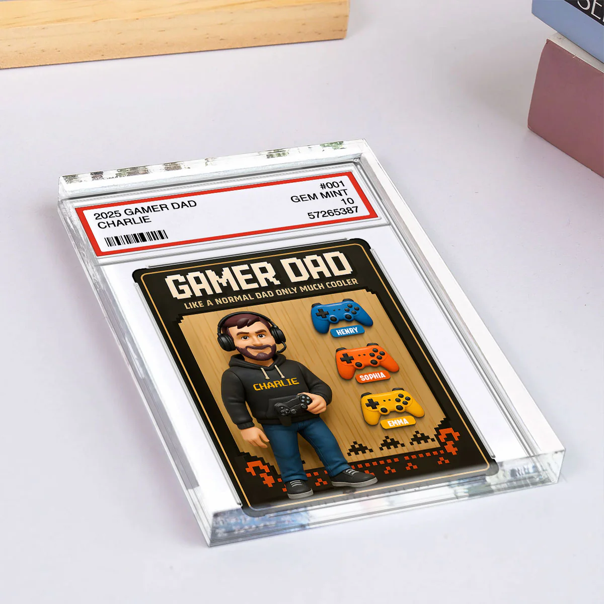 Gamer Dad Trading Card Personalized Acrylic Block Plaque,  Gift for Gamer Dad - Image 8