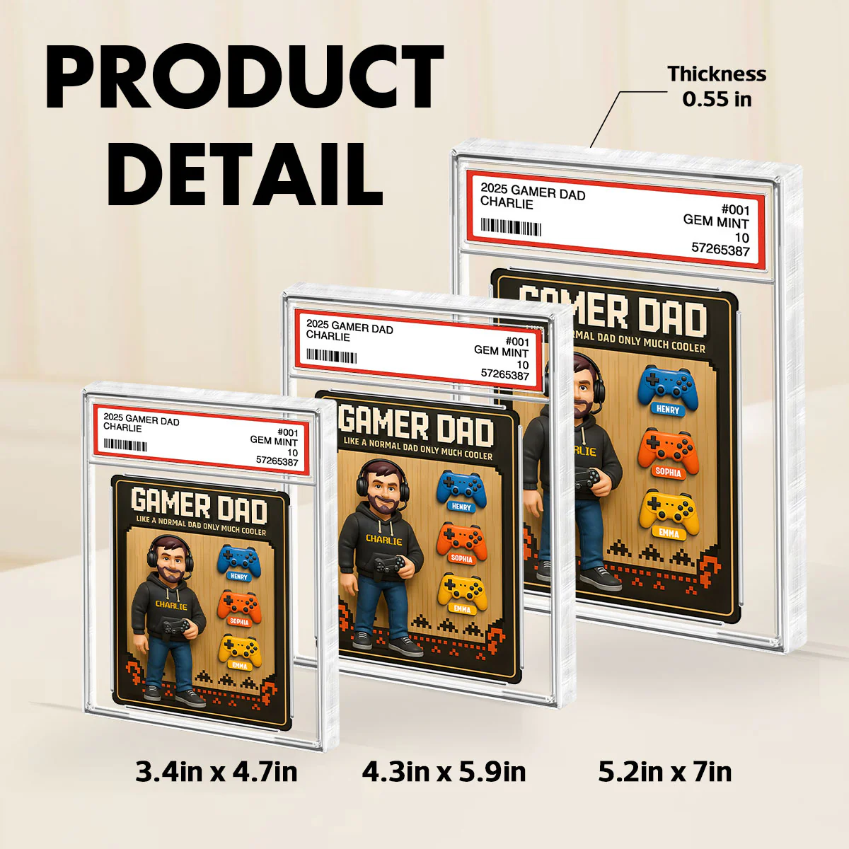 Gamer Dad Trading Card Personalized Acrylic Block Plaque,  Gift for Gamer Dad - Image 9