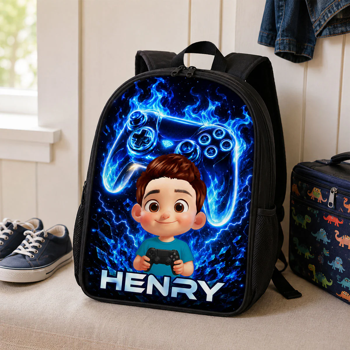 Gamer Trendy Design Backpack for Boys Girls - Personalized Backpack - Back to School Gift for Daughter, Son - Image 6