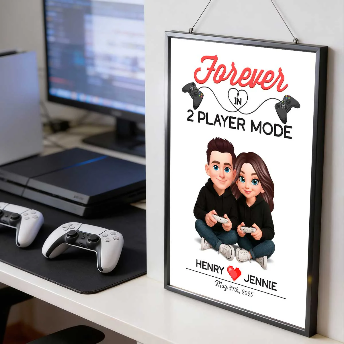 Gaming Couple Forever In 2 Player Mode - Personalized Poster - Heartfelt Valentine, Anniversary Gift For Gamers, For Him, For Her - Image 4