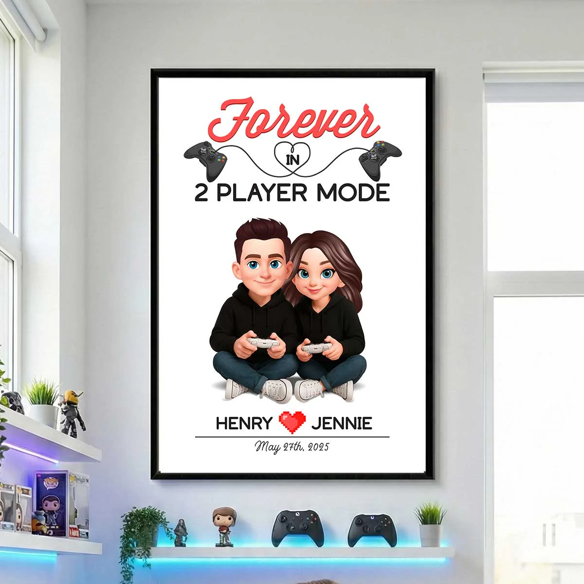 Gaming Couple Forever In 2 Player Mode - Personalized Poster - Heartfelt Valentine, Anniversary Gift For Gamers, For Him, For Her - Image 5