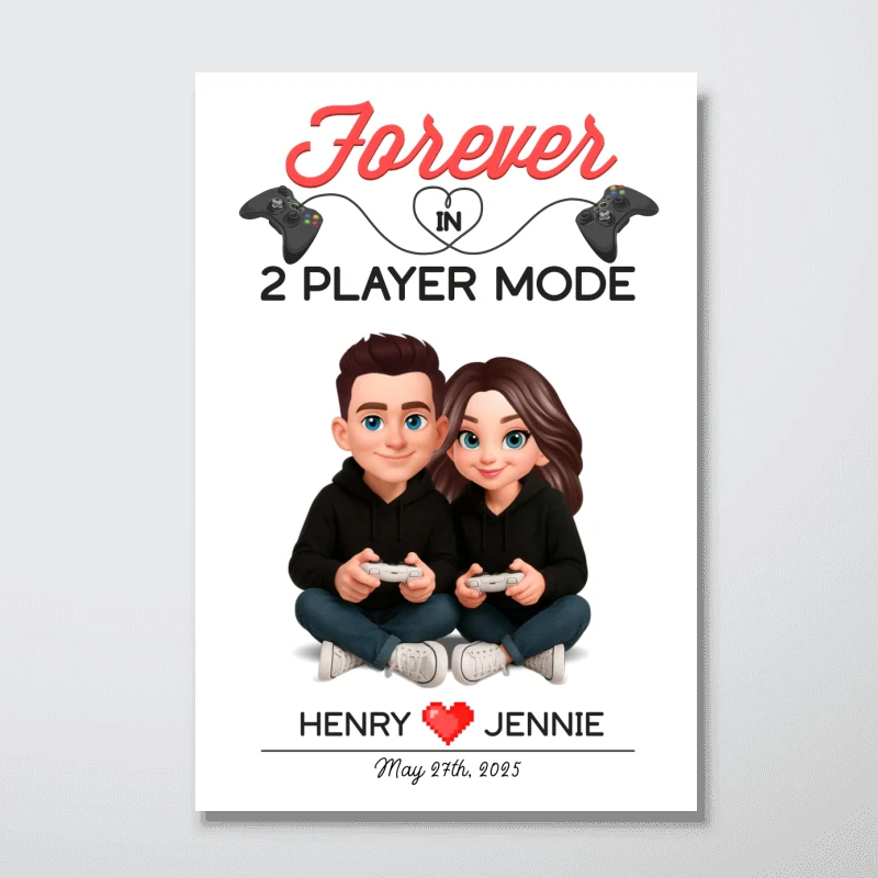 Gaming Couple Forever In 2 Player Mode - Personalized Poster - Heartfelt Valentine, Anniversary Gift For Gamers, For Him, For Her - Image 9