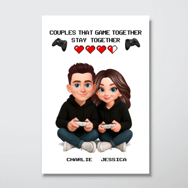 Gaming Couple Game Together Stay Together - Personalized Poster - Heartfelt Valentine, Anniversary Gift For Gamers, For Him, For Her - Image 10