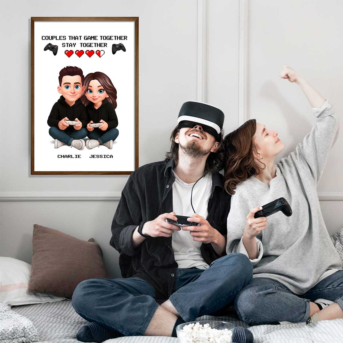 Gaming Couple Game Together Stay Together - Personalized Poster - Heartfelt Valentine, Anniversary Gift For Gamers, For Him, For Her - Image 3
