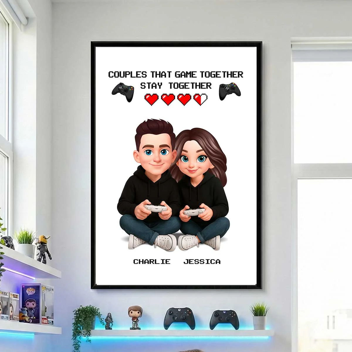 Gaming Couple Game Together Stay Together - Personalized Poster - Heartfelt Valentine, Anniversary Gift For Gamers, For Him, For Her - Image 8