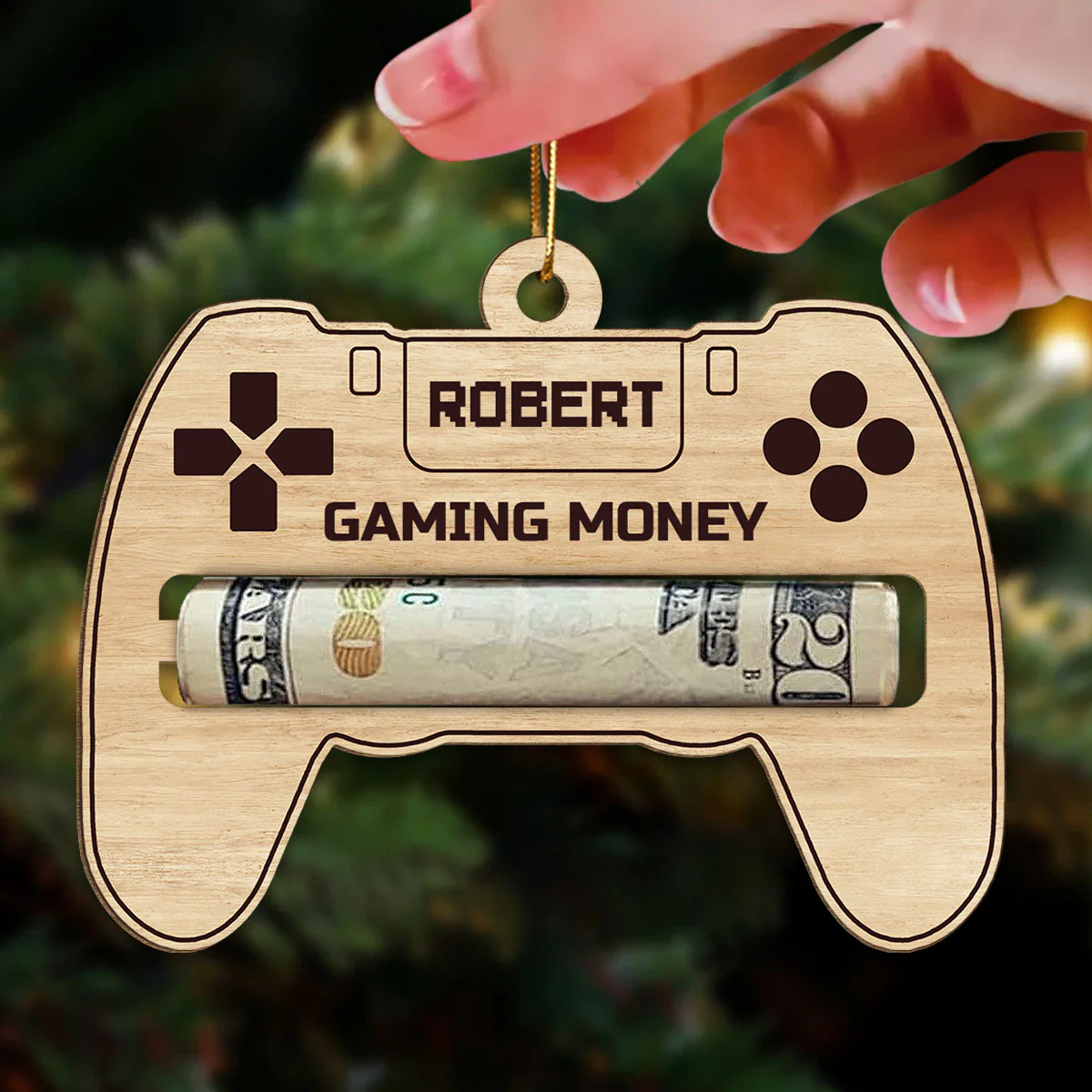 Gaming Money Christmas Gift For Gaming Lover Gamer Personalized Wooden Money Holder Ornament - Image 3