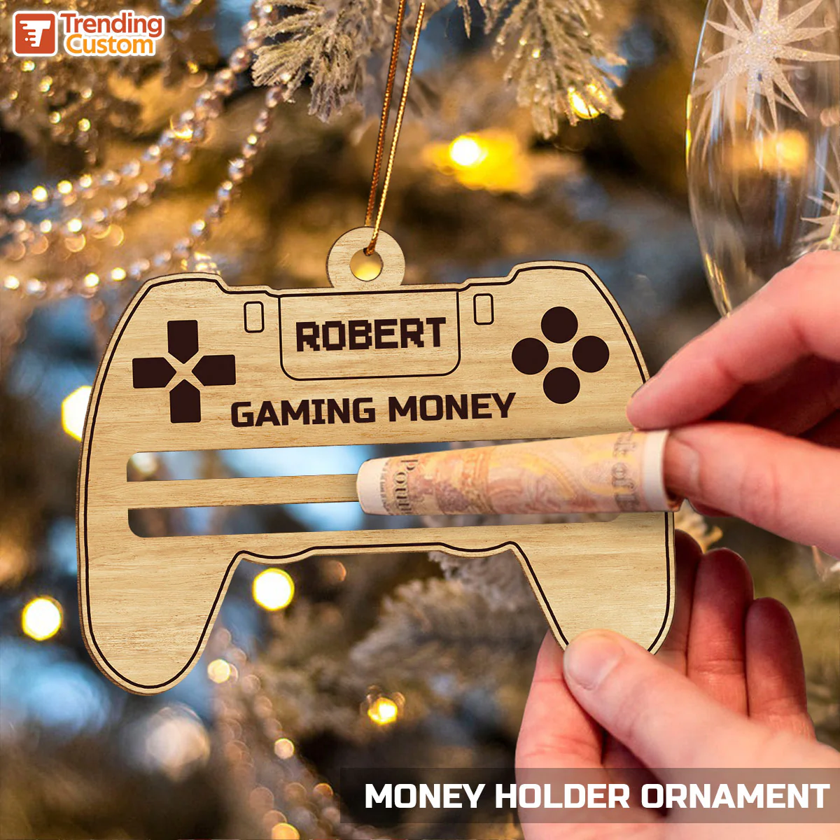 Gaming Money Christmas Gift For Gaming Lover Gamer Personalized Wooden Money Holder Ornament - Image 4