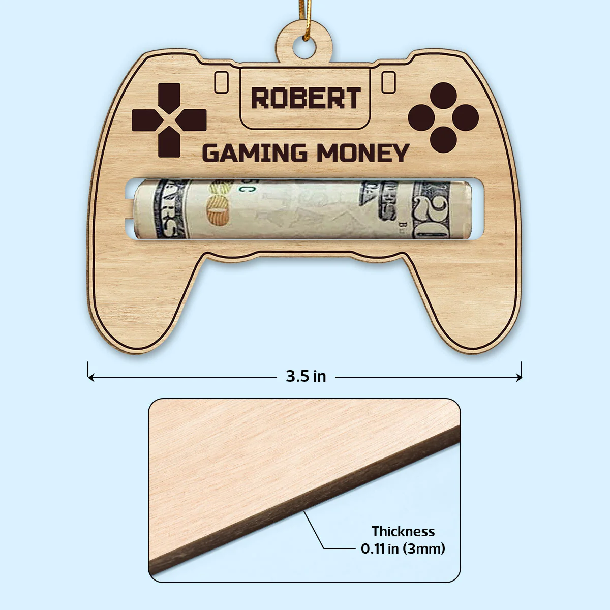 Gaming Money Christmas Gift For Gaming Lover Gamer Personalized Wooden Money Holder Ornament - Image 5