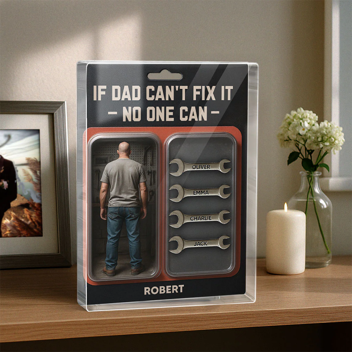 Garage DIY Mechanic Dad Grandpa  Gift Figure Style Personalized Acrylic Block Plaque - Image 4