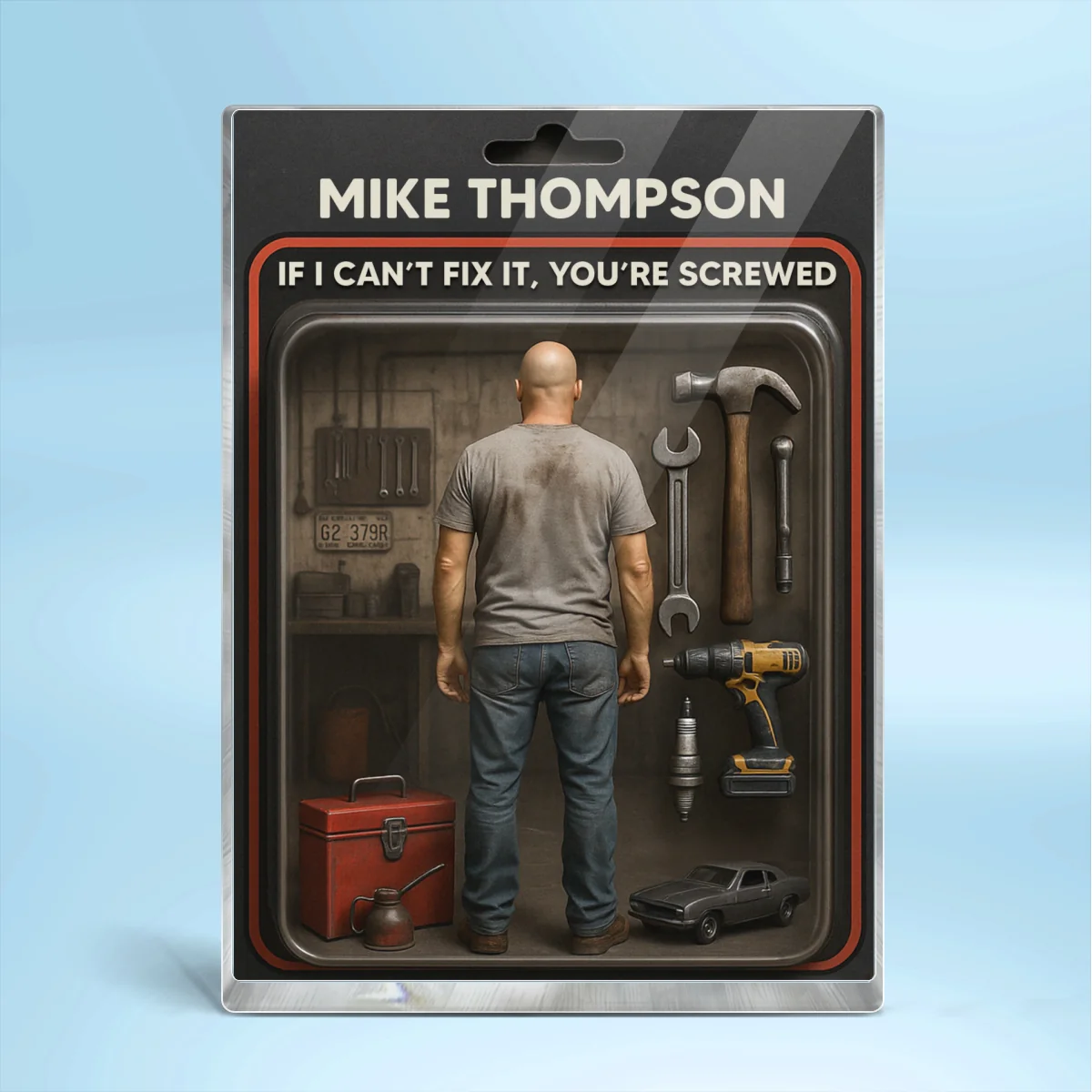 Garage DIY Mechanic Dad Grandpa Man Realistic Figure Style Personalized Acrylic Block Plaque - Image 10