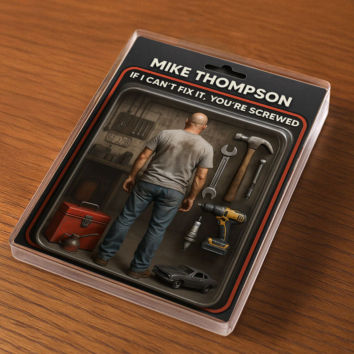 Garage DIY Mechanic Dad Grandpa Man Realistic Figure Style Personalized Acrylic Block Plaque - Image 5