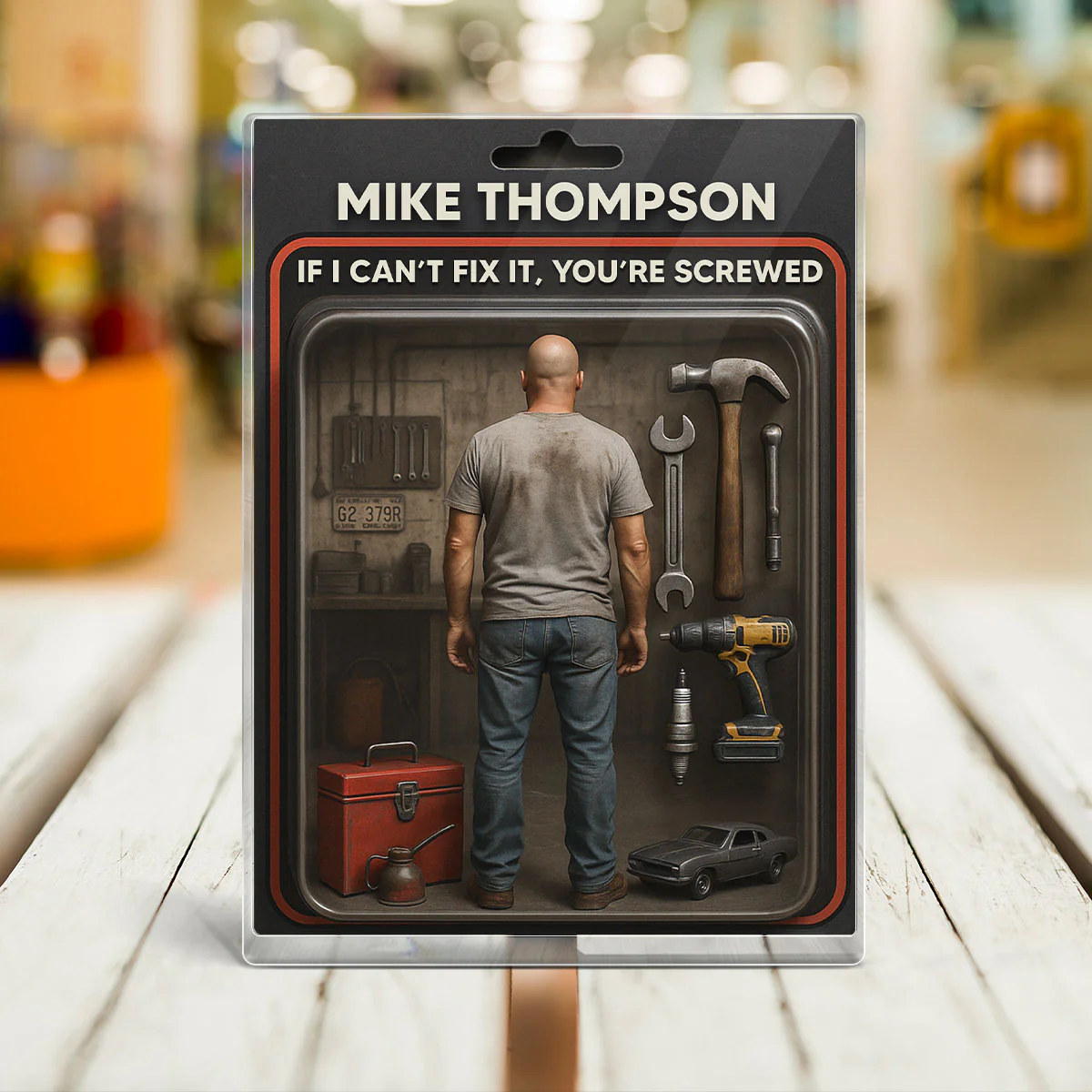 Garage DIY Mechanic Dad Grandpa Man Realistic Figure Style Personalized Acrylic Block Plaque - Image 6