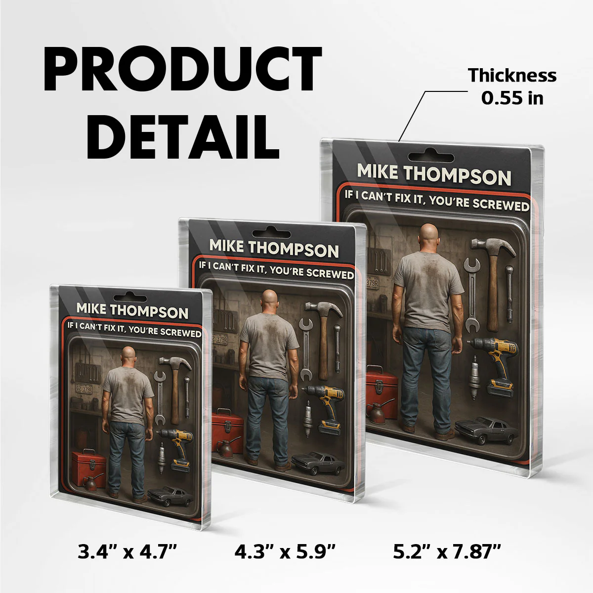 Garage DIY Mechanic Dad Grandpa Man Realistic Figure Style Personalized Acrylic Block Plaque - Image 8