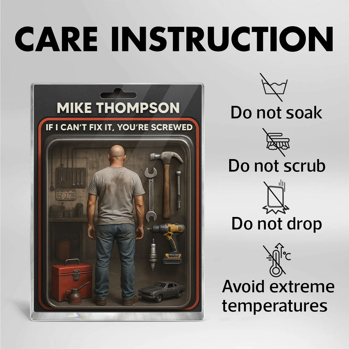 Garage DIY Mechanic Dad Grandpa Man Realistic Figure Style Personalized Acrylic Block Plaque - Image 9