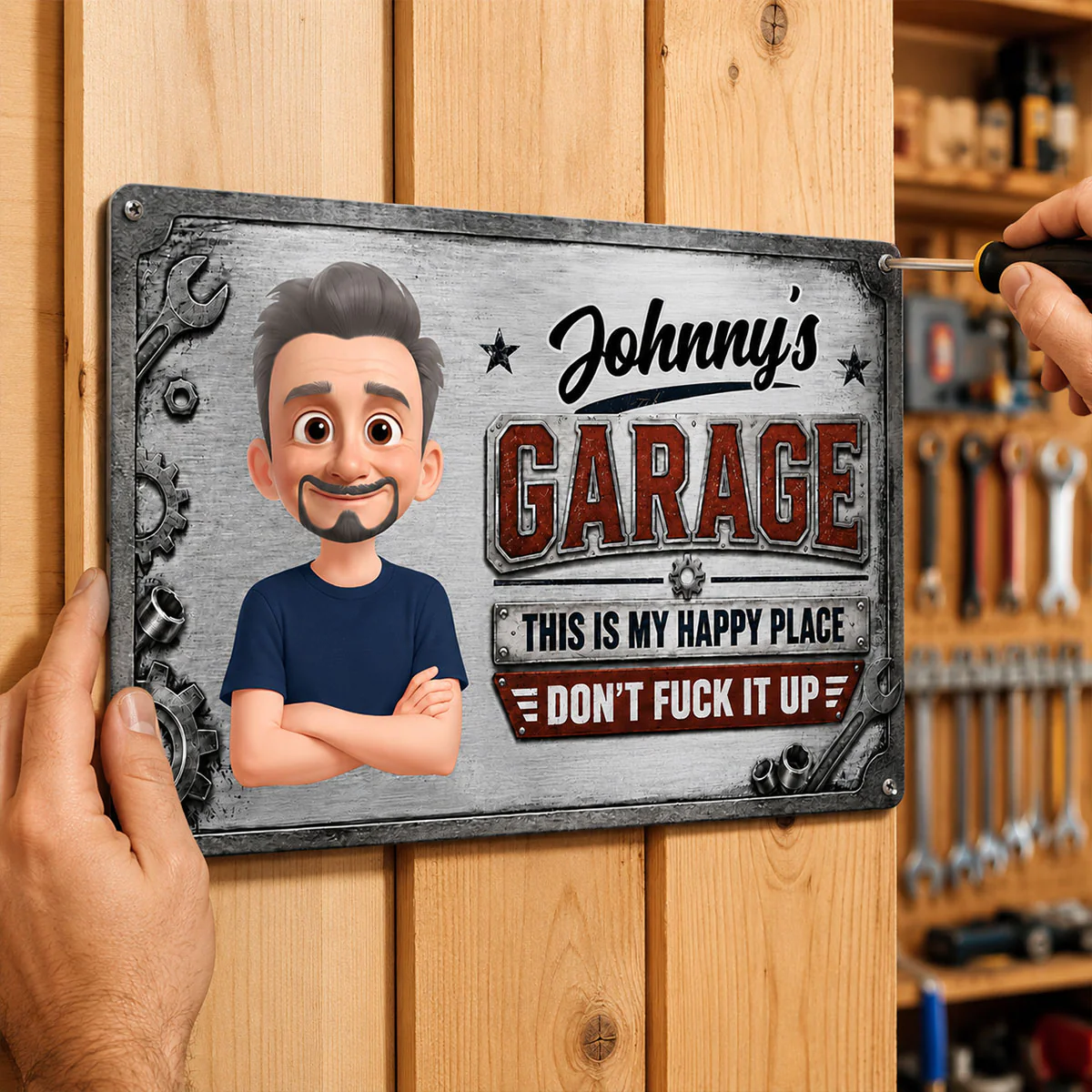Garage This Is My Happy Place - Personalized Metal Sign - Funny Sarcasm Gift For Man, Dad, Husband, Handyman, Mechanic, Workshop, Man Cave Decor - Image 3