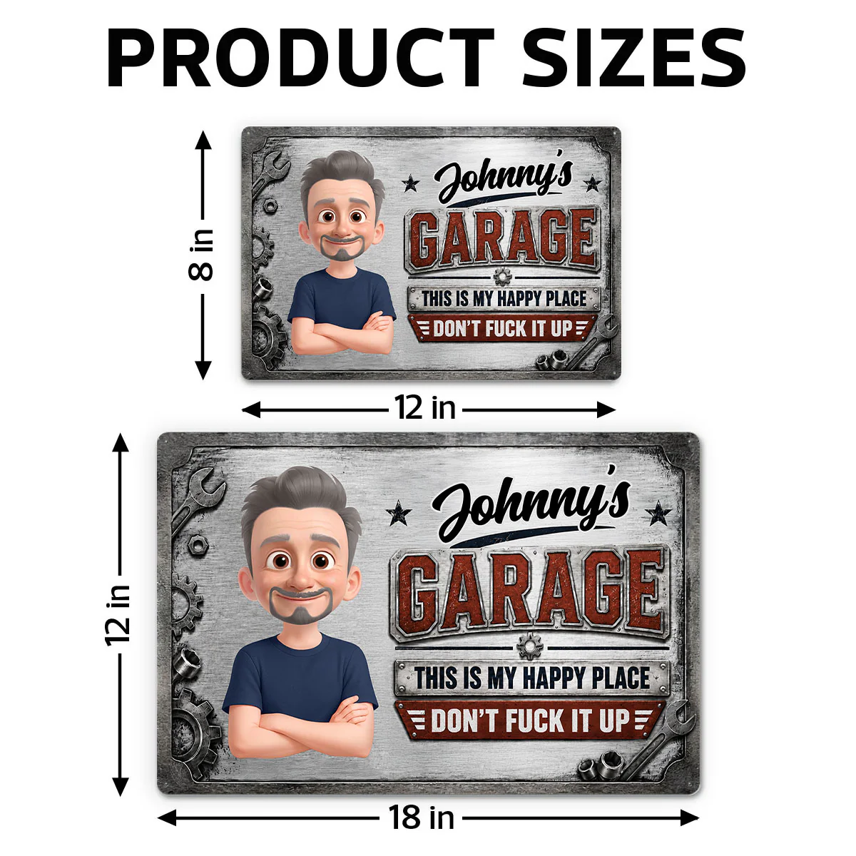 Garage This Is My Happy Place - Personalized Metal Sign - Funny Sarcasm Gift For Man, Dad, Husband, Handyman, Mechanic, Workshop, Man Cave Decor - Image 4
