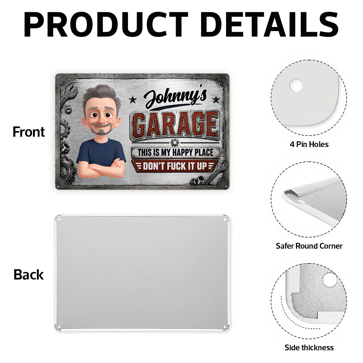 Garage This Is My Happy Place - Personalized Metal Sign - Funny Sarcasm Gift For Man, Dad, Husband, Handyman, Mechanic, Workshop, Man Cave Decor - Image 5
