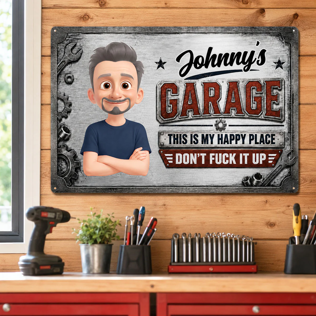 Garage This Is My Happy Place - Personalized Metal Sign - Funny Sarcasm Gift For Man, Dad, Husband, Handyman, Mechanic, Workshop, Man Cave Decor - Image 6
