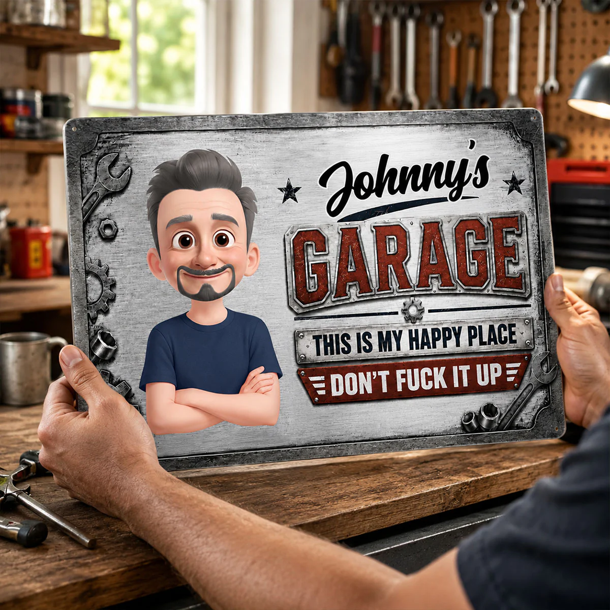Garage This Is My Happy Place - Personalized Metal Sign - Funny Sarcasm Gift For Man, Dad, Husband, Handyman, Mechanic, Workshop, Man Cave Decor - Image 7