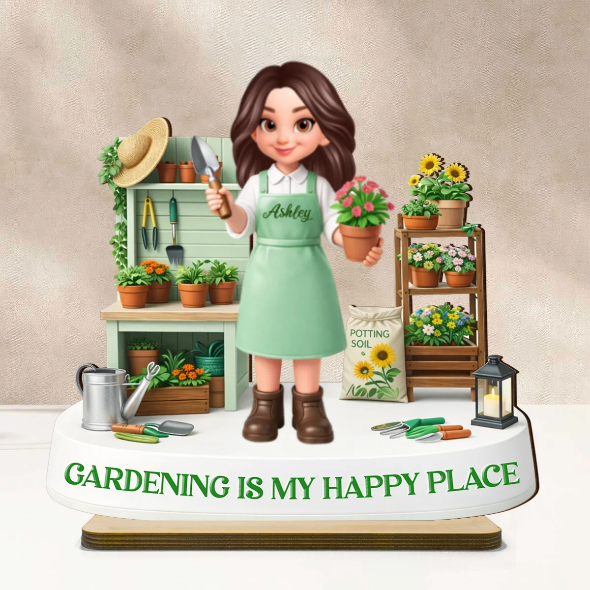 Gardening Is My Happy Place - Personalized 2-Layered Wooden Plaque - Gift For Mom, Grandma - Image 10