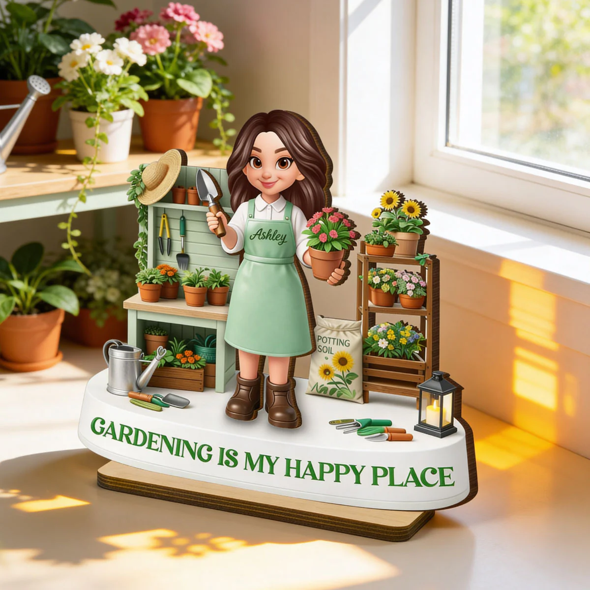 Gardening Is My Happy Place - Personalized 2-Layered Wooden Plaque - Gift For Mom, Grandma - Image 6