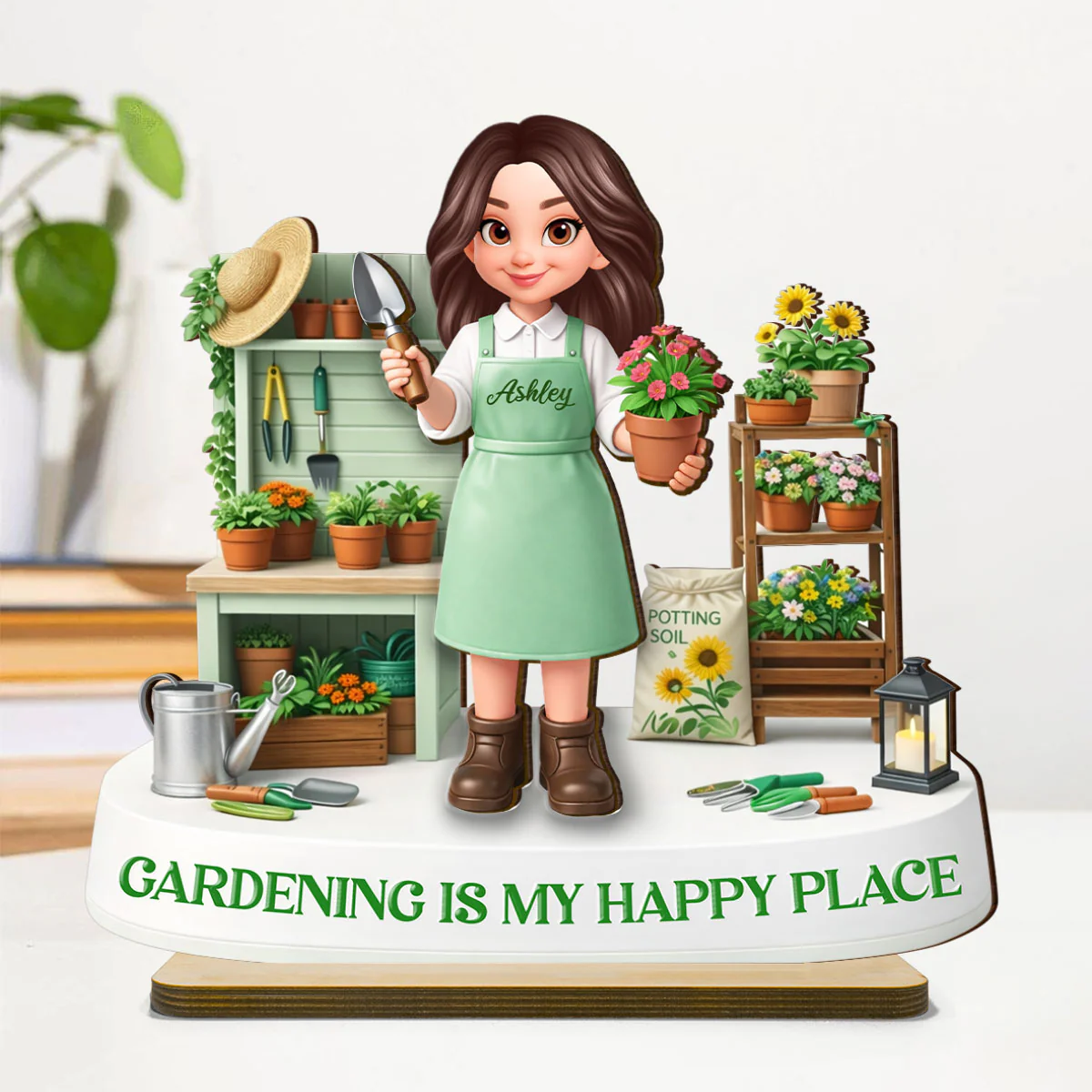 Gardening Is My Happy Place - Personalized 2-Layered Wooden Plaque - Gift For Mom, Grandma - Image 7