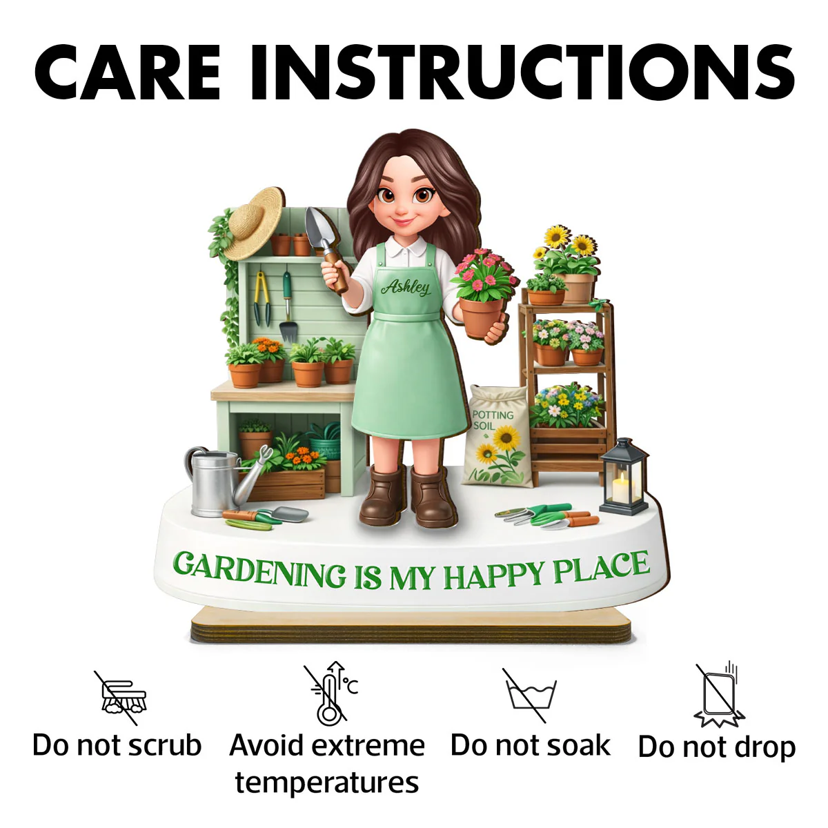 Gardening Is My Happy Place - Personalized 2-Layered Wooden Plaque - Gift For Mom, Grandma - Image 8