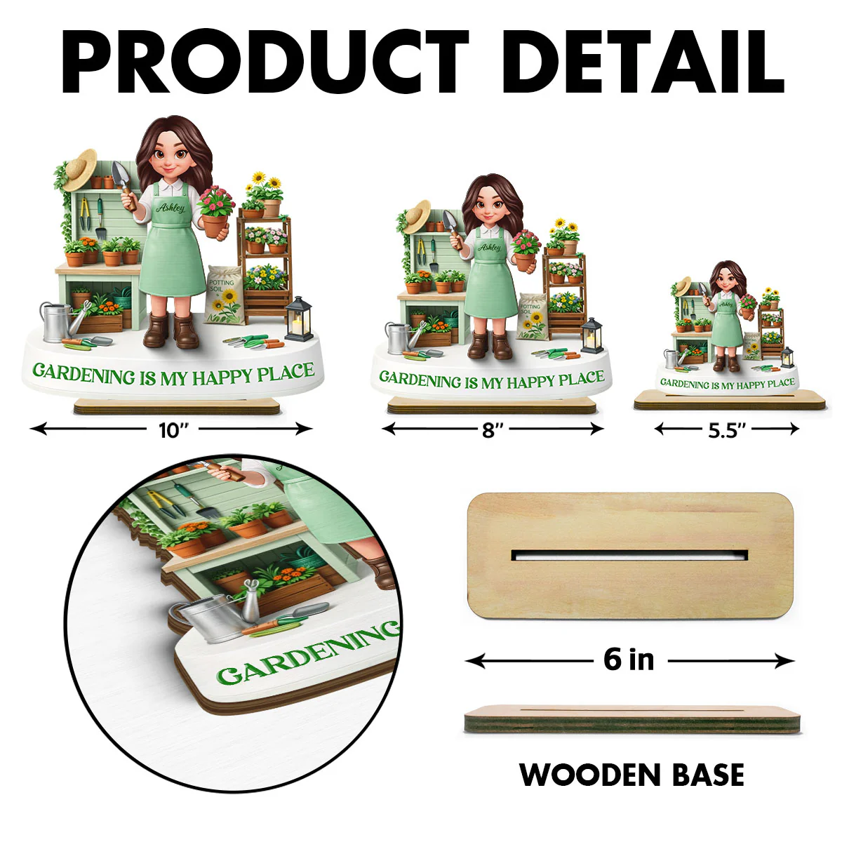 Gardening Is My Happy Place - Personalized 2-Layered Wooden Plaque - Gift For Mom, Grandma - Image 9