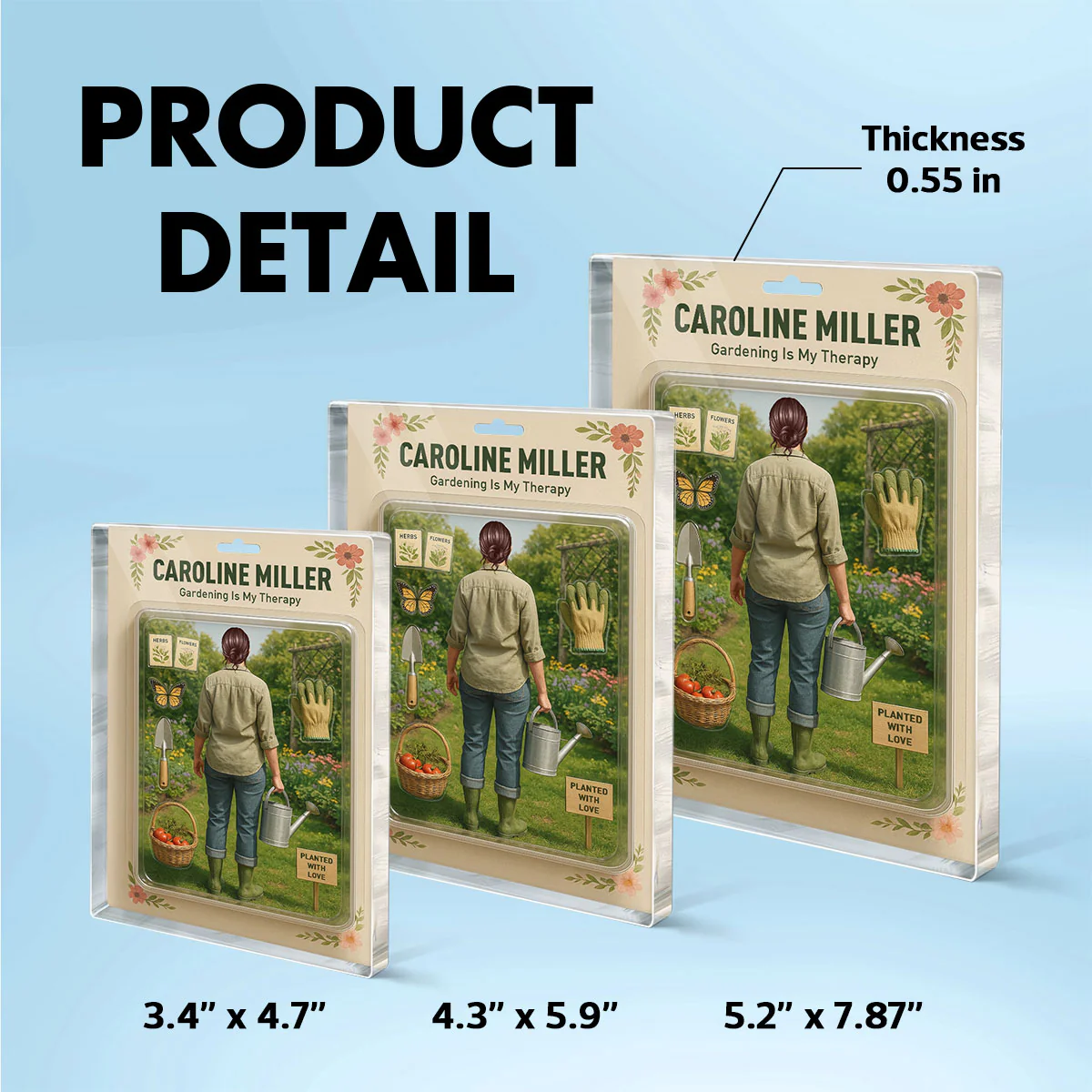 Gardening Mom Grandma Realistic Figure Style Personalized Acrylic Block Plaque - Image 10