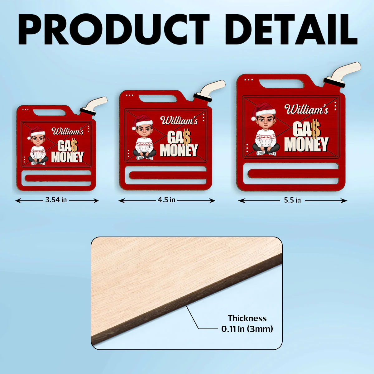 Gas Can Shaped Personalized Gas Money Wooden Holder Ornament, Unique Christmas Gift For Teenage Driver, Funny 16 Birthday Gift - Image 7
