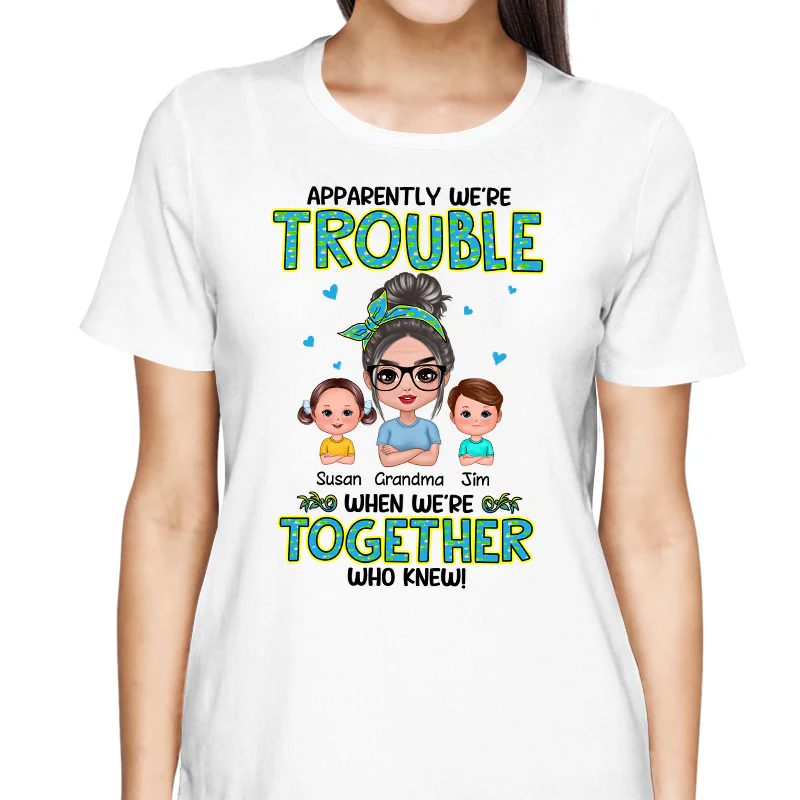Get In Trouble Doll Grandma With Grandkids Personalized Shirt - Image 2
