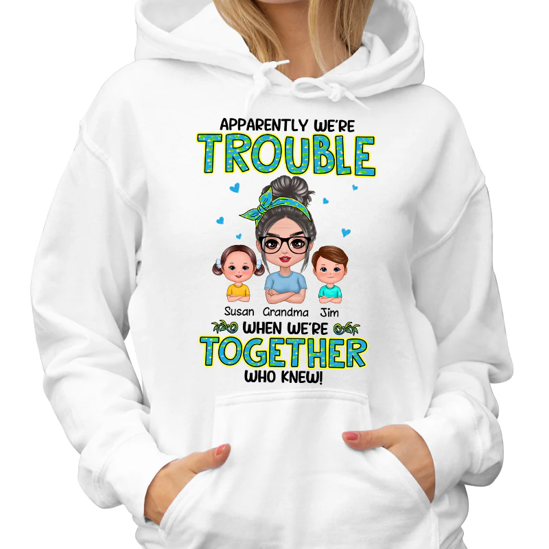 Get In Trouble Doll Grandma With Grandkids Personalized Shirt - Image 4