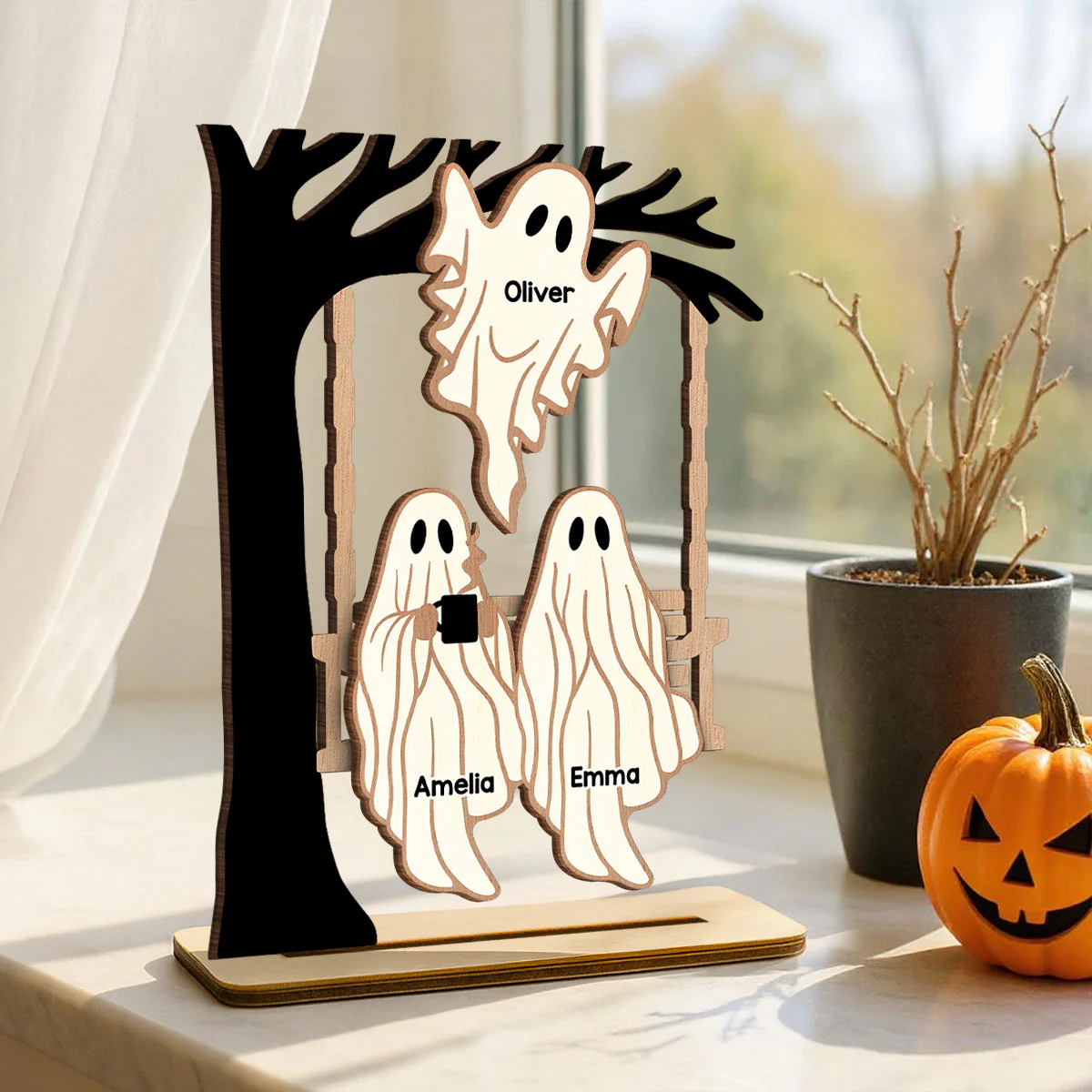 Ghost Friends We're Friends Until We Die Personalized Standing Wooden Plaque - Image 2