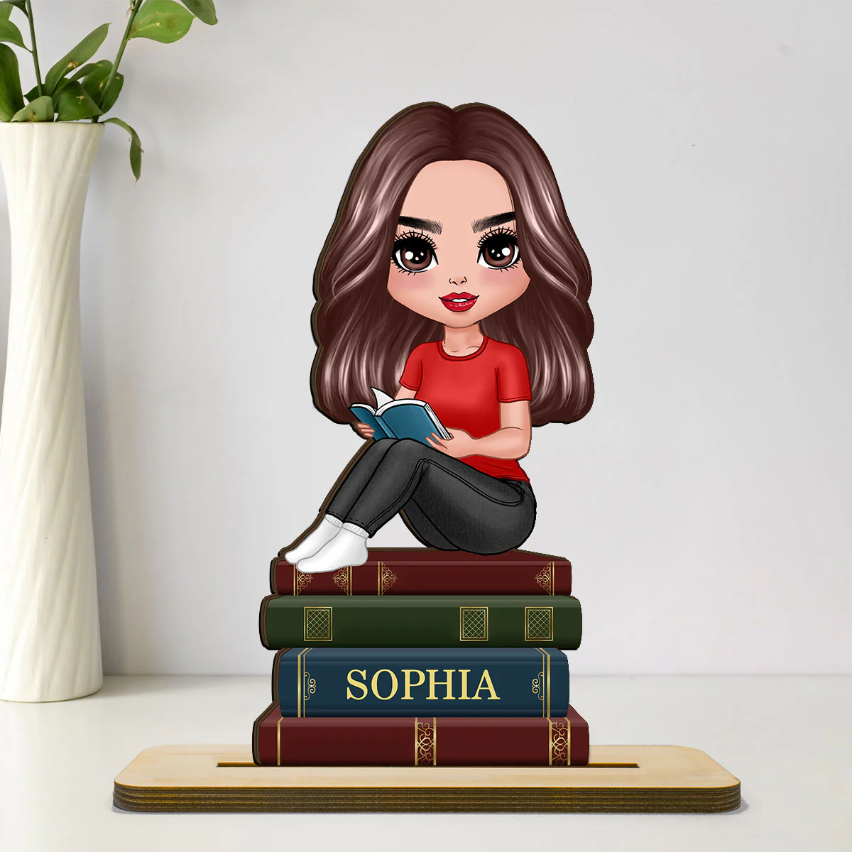 Gift For Book Lover Book Worm Custom Personalized Standing Wooden Plaque